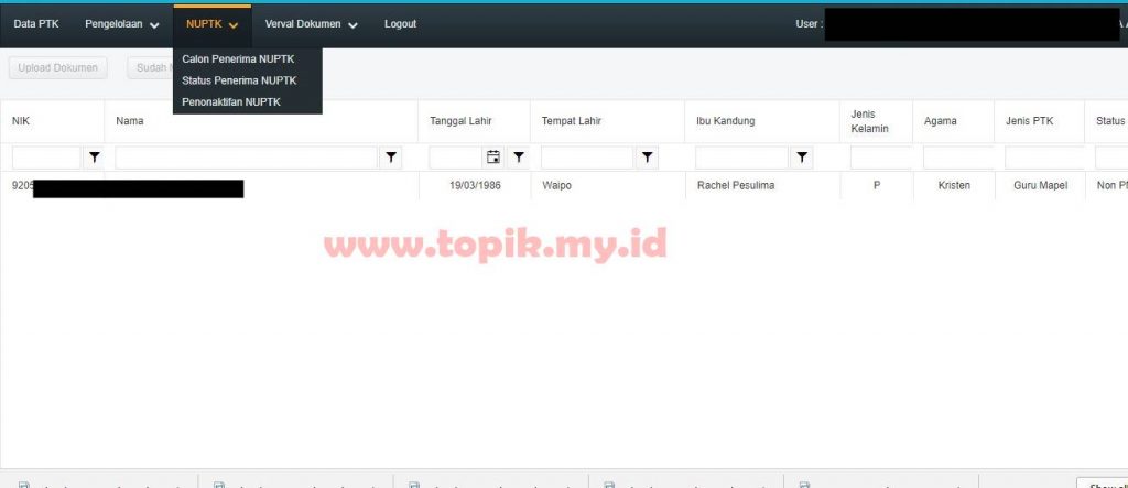 calon penerima NUPTK