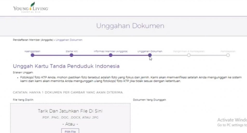  unggah dokument ktp Young Living