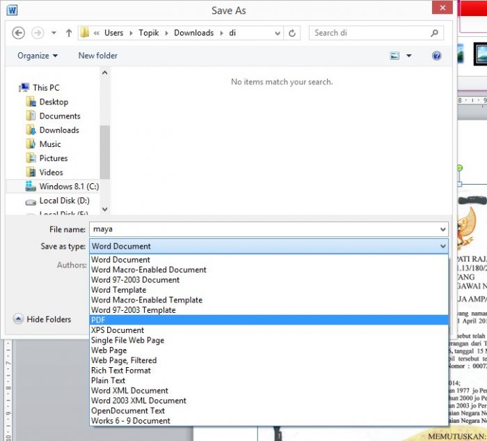 Silhkan pilih save as pdf