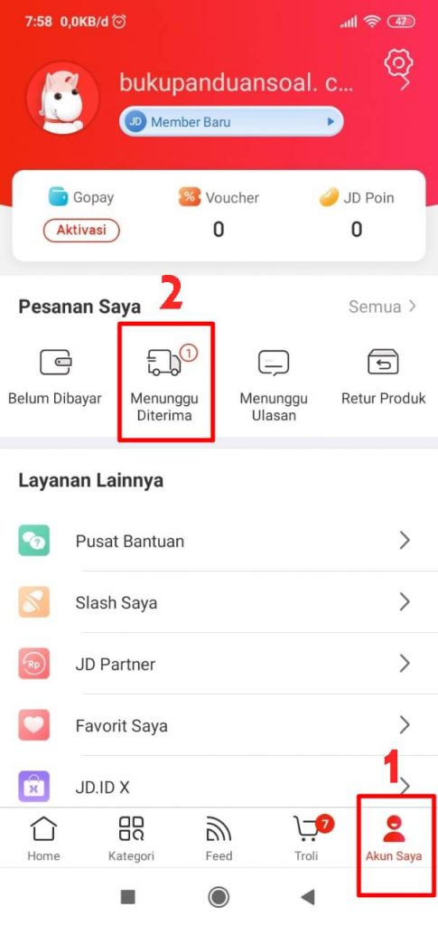 1. Status Menunggu JD.ID