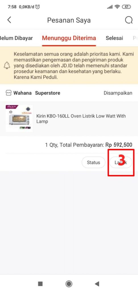2. Lacak Pesanan JD.ID