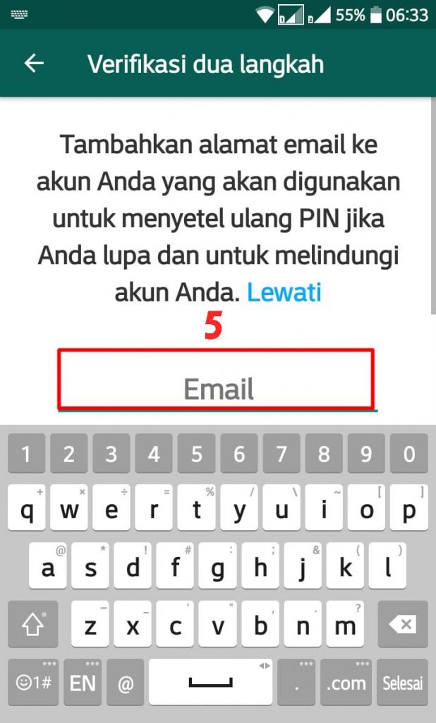 5. Masukkan email WA