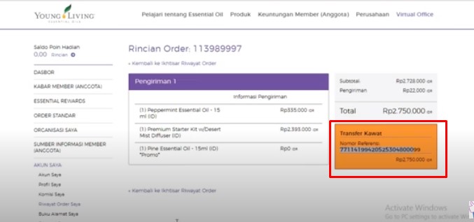 cara wire transfer young living
