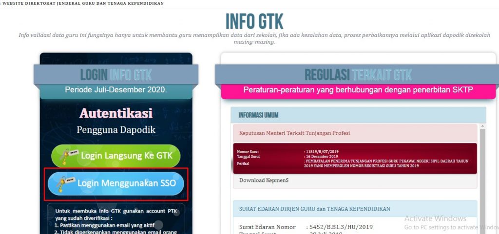 Info GTK Login SSo