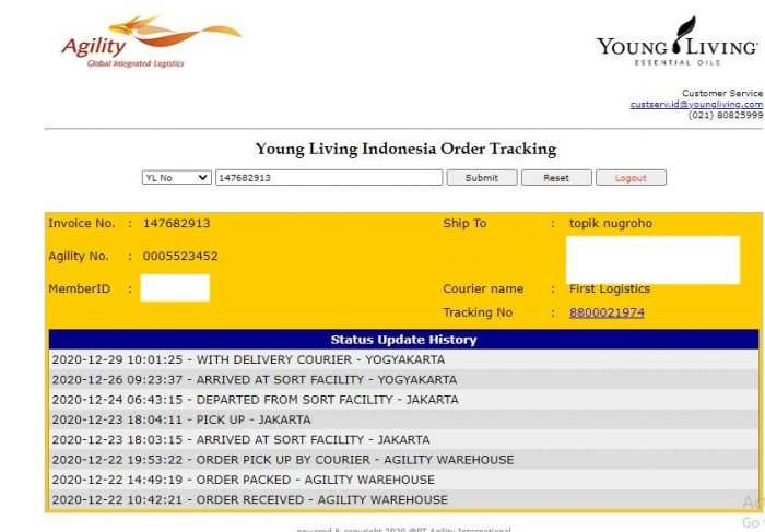 Status Tracking Young Living