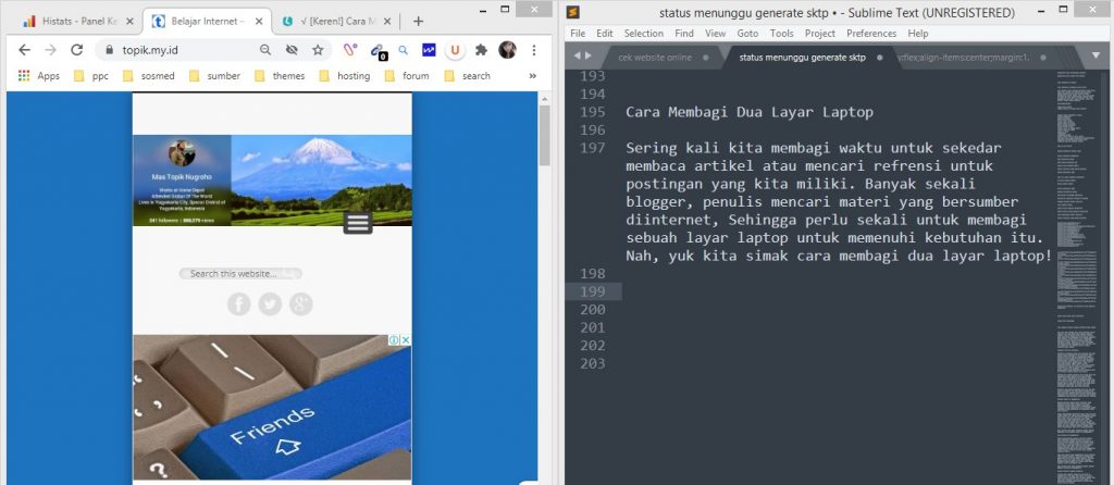 Cara Membagi Dua Layar Laptop
