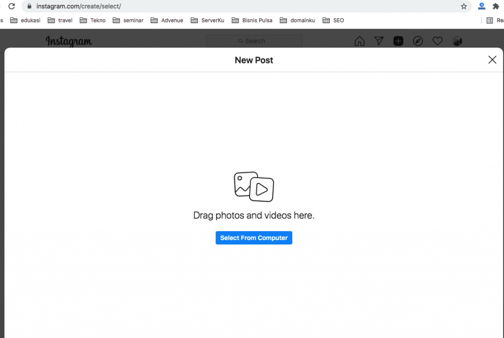 Cara upload Instagram dari PC