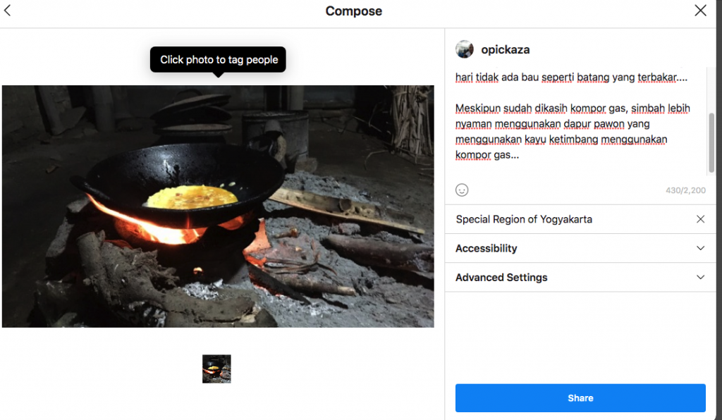 Upload Foto di Instagram